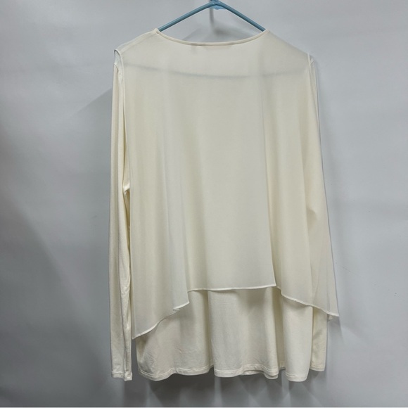 Soft Surroundings large cream overlay sheer top - Picture 2 of 9